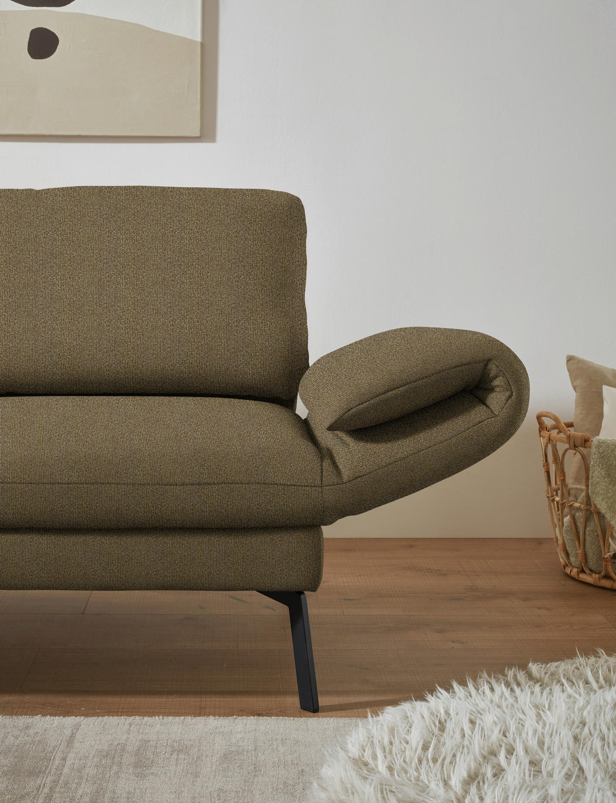 ECKSOFA  in Flachgewebe Khaki  175-224/255-365 cm  - Khaki/Schwarz, Design, Textil/Metall (175-224/255-365cm) - Dieter Knoll