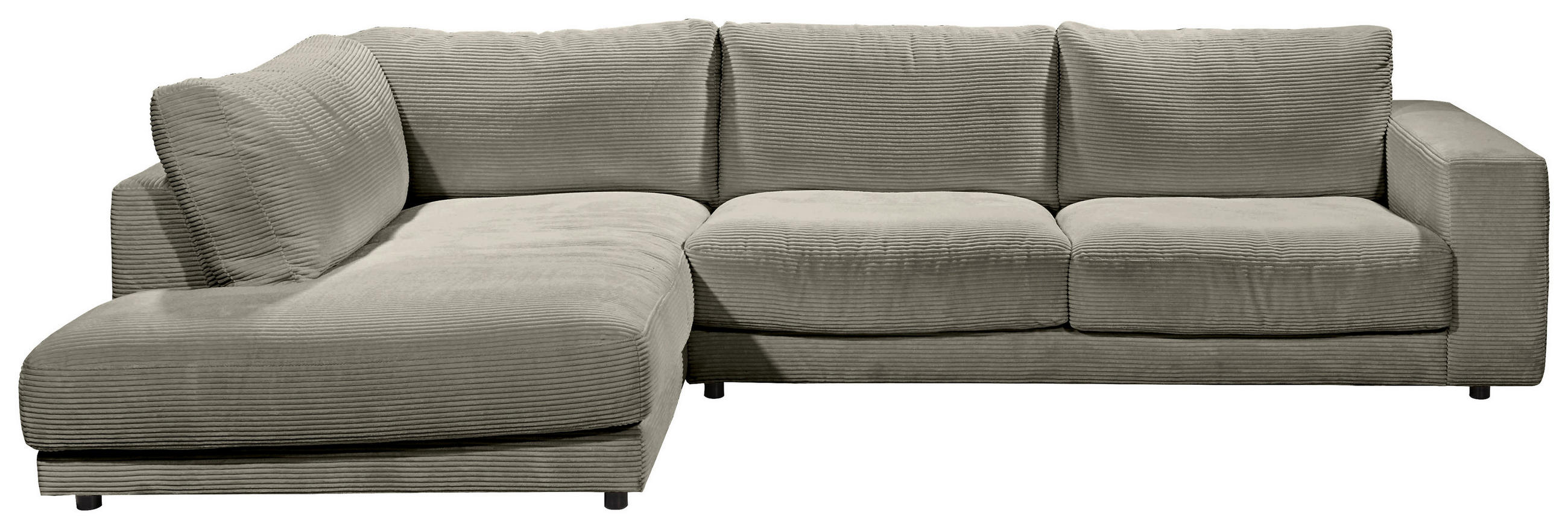 ECKSOFA  in Cord Graubraun Rückenkissen, Rücken echt  224/325 cm  - Graubraun/Schwarz, Design, Kunststoff/Textil (224/325cm) - Hom`in