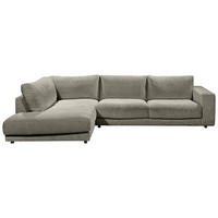 ECKSOFA  in Cord Graubraun Rückenkissen, Rücken echt  224/325 cm  - Graubraun/Schwarz, Design, Kunststoff/Textil (224/325cm) - Hom`in