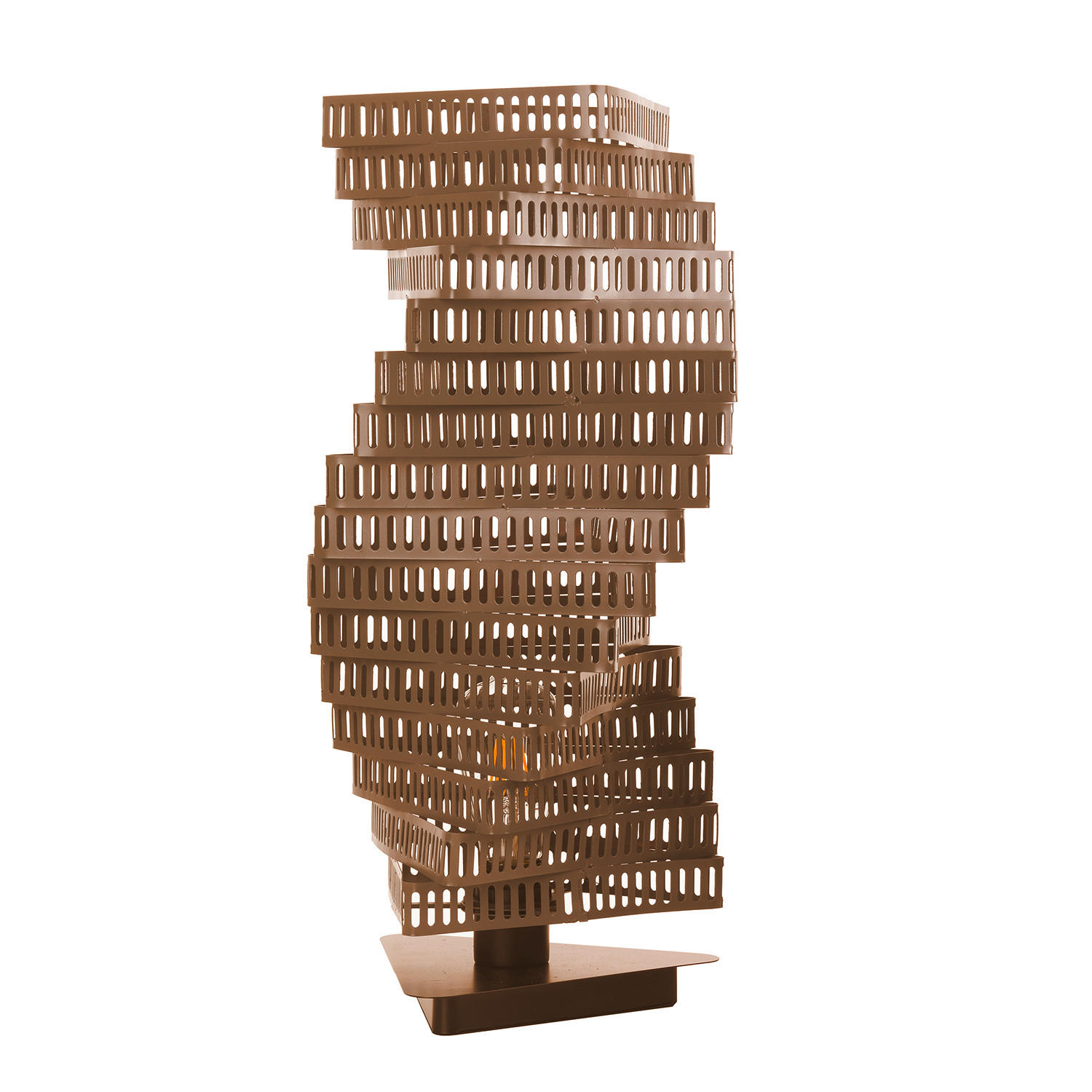TISCHLEUCHTE CAMINO 25/25/55 cm   - Cognac, Design, Kunststoff/Metall (25/25/55cm)