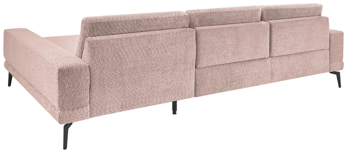 ECKSOFA Rosa Chenille  - Schwarz/Rosa, KONVENTIONELL, Textil/Metall (294/184cm) - SetOne by Musterring