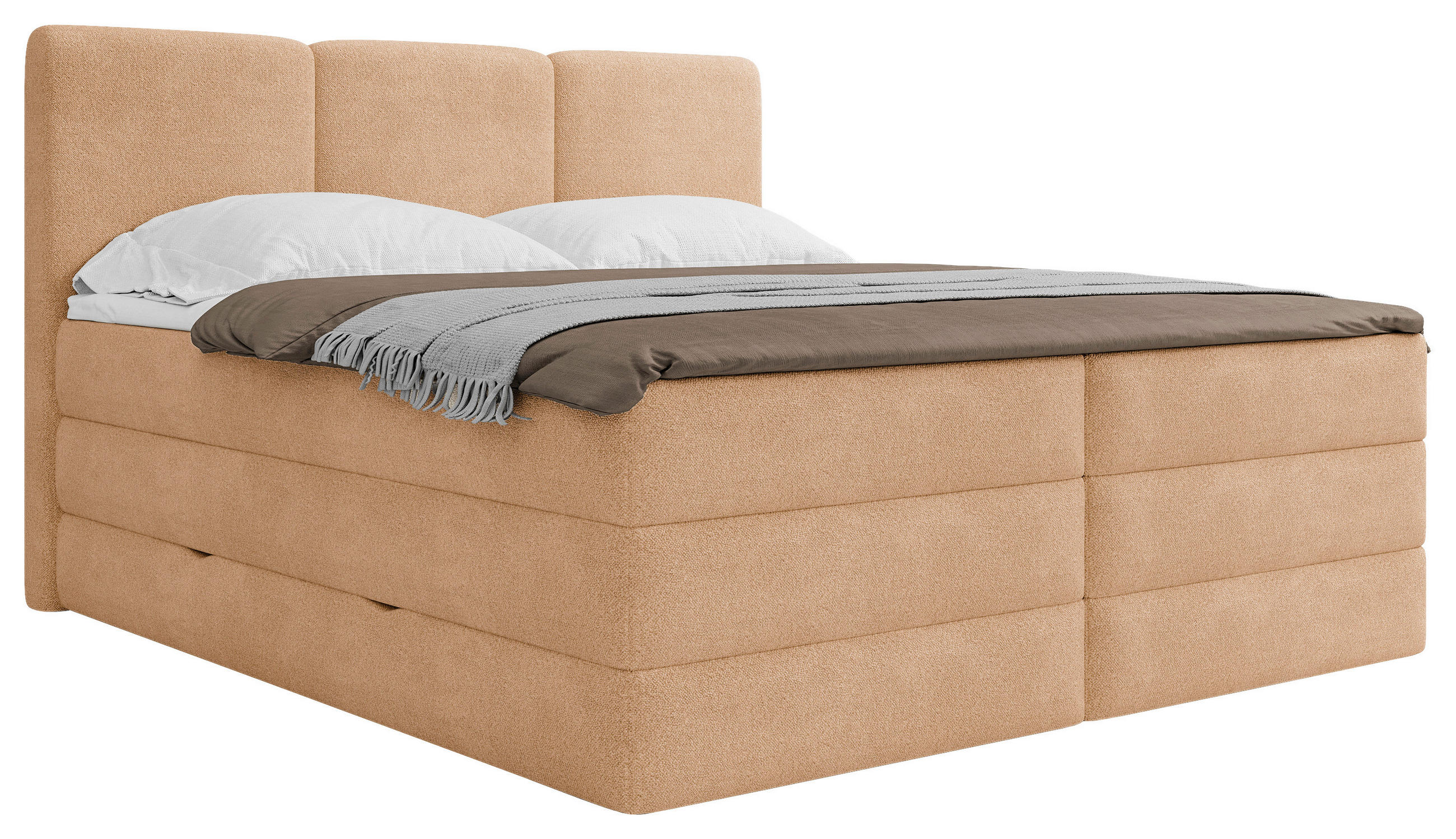 BOXSPRINGBETT 160/200 cm,  in Terracotta, Bettkasten, Topper, H2 + H3 = mittel + fest  - Terracotta/Schwarz, MODERN, Holz/Holzwerkstoff (160/200cm) - MID.YOU