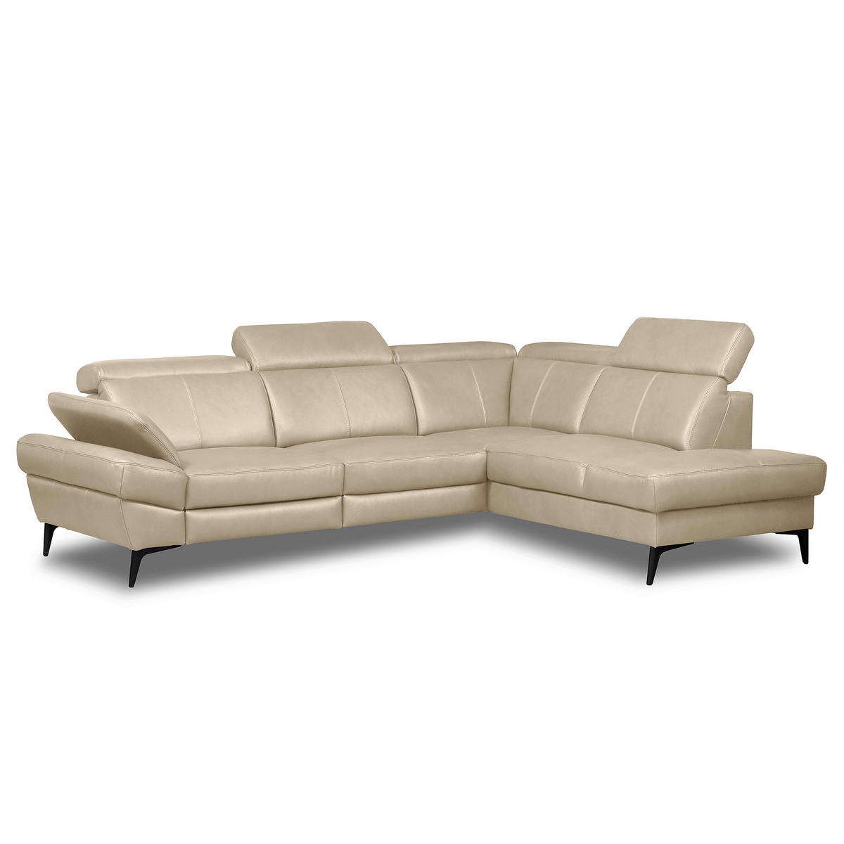 ECKSOFA Lederlook Echtleder Grau  - Schwarz/Grau, Design, Leder/Textil (264/211cm) - Livetastic