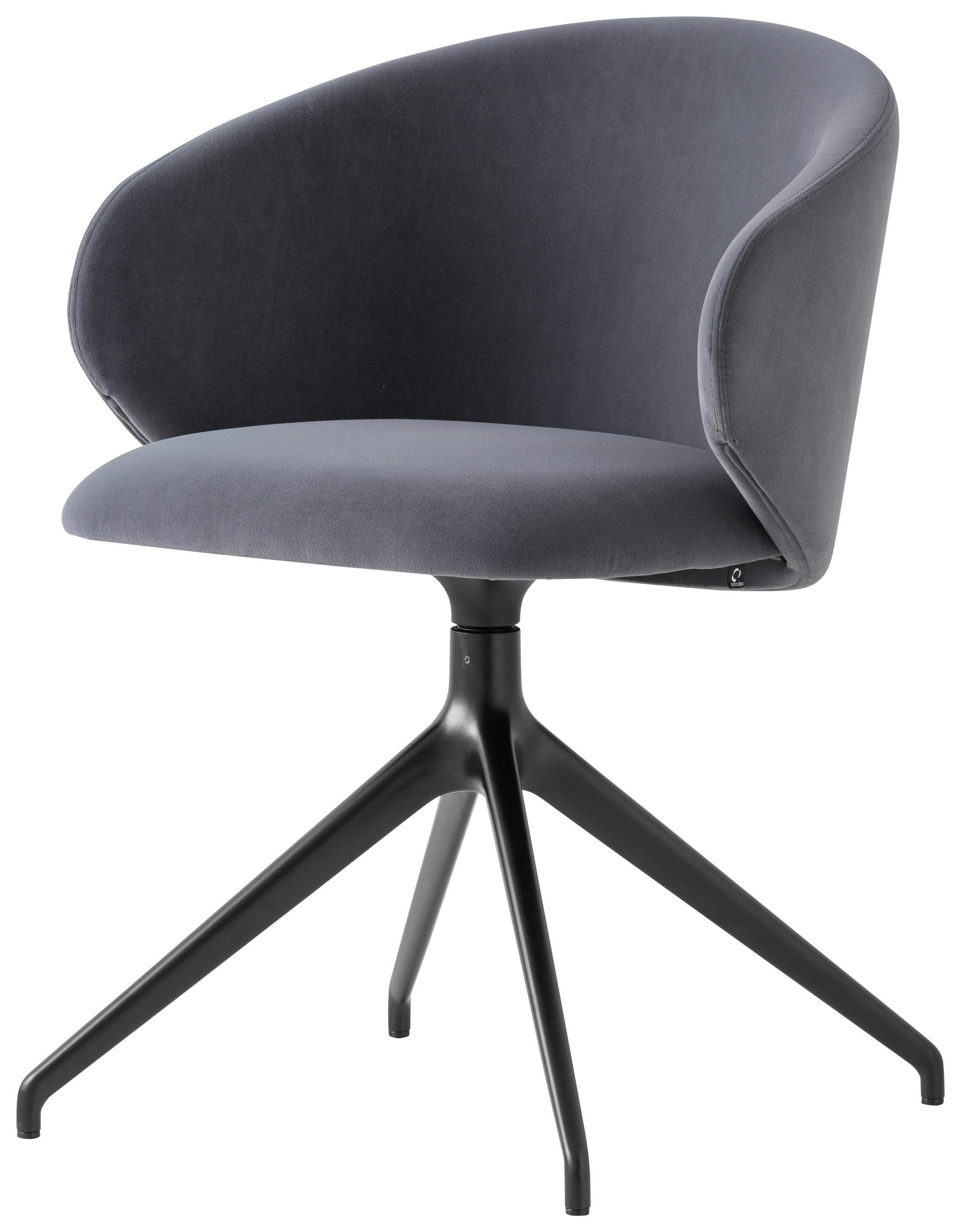 ARMLEHNSTUHL  in Aluminium Samt  - Schwarz/Grau, Design, Textil/Metall (56,5/78/59cm) - Connubia 