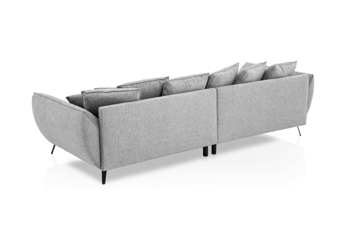 BIGSOFA in Flachgewebe Hellgrau  - Hellgrau/Schwarz, Design, Textil/Metall (311/95/130cm) - Livetastic