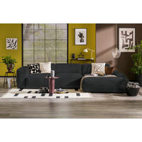 ECKSOFA in Cord Schwarz  - Schwarz, Design, Kunststoff/Textil (343/170cm) - MID.YOU