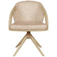 ARMLEHNSTUHL  Sitzfläche 360° drehbar   Taupe, Eichefarben  - Taupe/Eichefarben, KONVENTIONELL, Holz/Textil (59/85/57cm) - Linea Natura