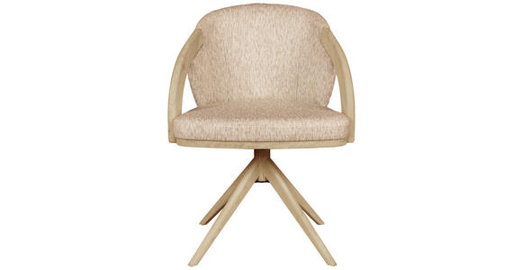 ARMLEHNSTUHL  Sitzfläche 360° drehbar   Taupe, Eichefarben  - Taupe/Eichefarben, KONVENTIONELL, Holz/Textil (59/85/57cm) - Linea Natura