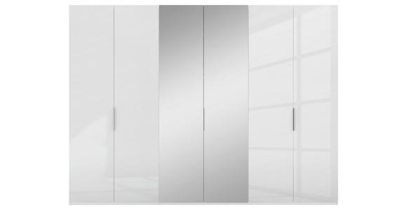 DREHTÜRENSCHRANK 300/223/62 cm 6-türig Weiß - Alufarben/Weiß, KONVENTIONELL, Glas/Holzwerkstoff (300/223/62cm) - Novel