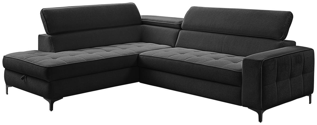 ECKSOFA  in Struktur Anthrazit  203/251 cm  - Anthrazit/Schwarz, Design, Textil/Metall (203/251cm) - MID.YOU