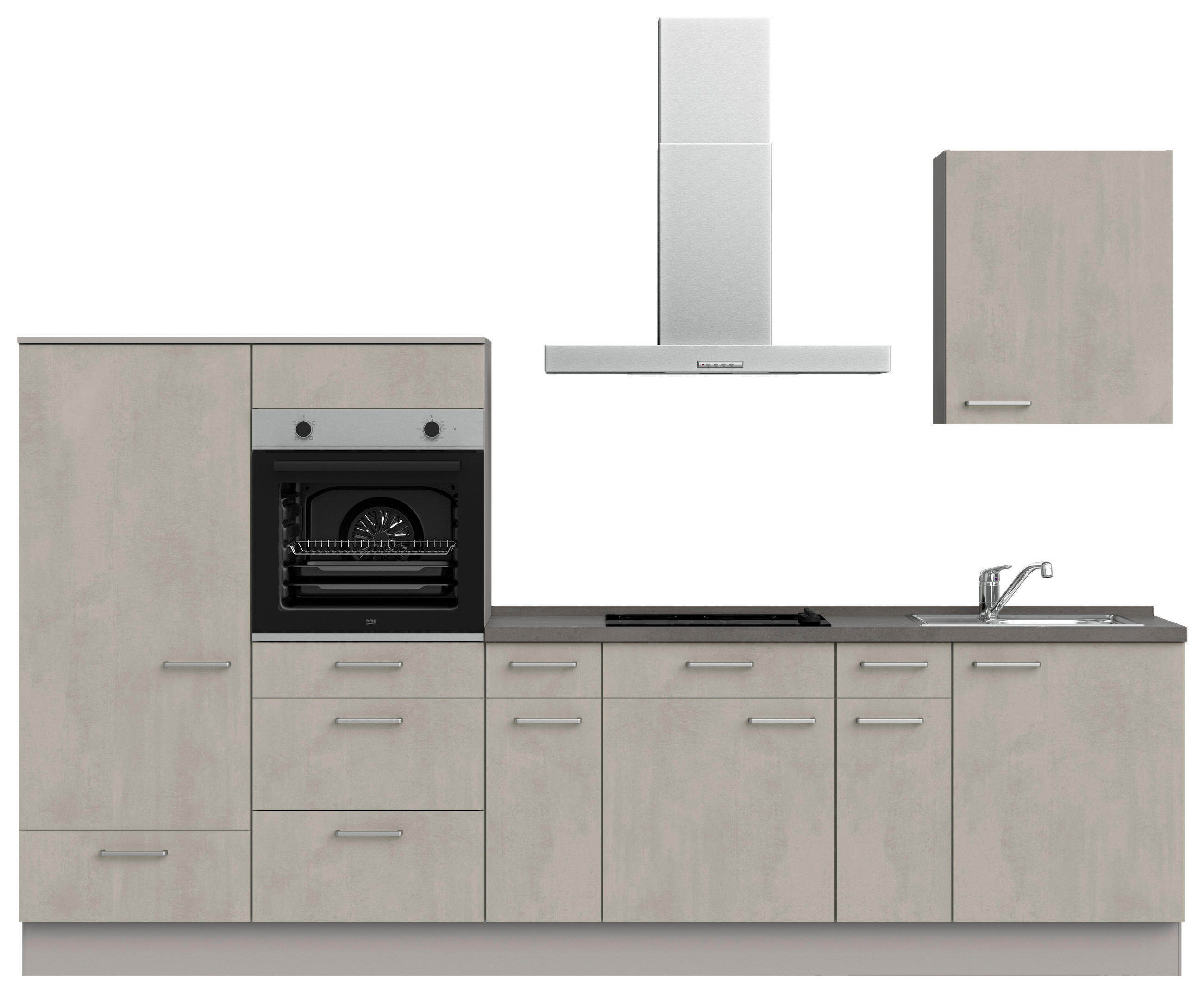 KÜCHENLEERBLOCK 300 cm   in Grau, Schieferfarben, Hellgrau  - Schieferfarben/Edelstahlfarben, MODERN, Holzwerkstoff/Metall (300cm) - Nobilia