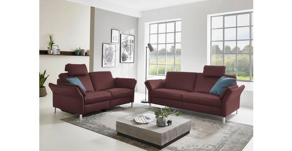 2,5-SITZER in Leder Weinrot  - Weinrot/Alufarben, Design, Leder/Metall (164cm) - Dieter Knoll