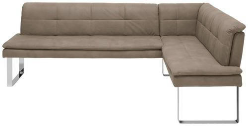 ECKBANK 213/154 cm Mikrofaser Taupe, Chromfarben Metall   - Taupe/Chromfarben, Design, Textil/Metall (213/154cm) - Novel