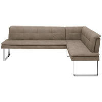 ECKBANK 253/174 cm Mikrofaser Taupe, Chromfarben Metall   - Taupe/Chromfarben, Design, Textil/Metall (253/174cm) - Novel