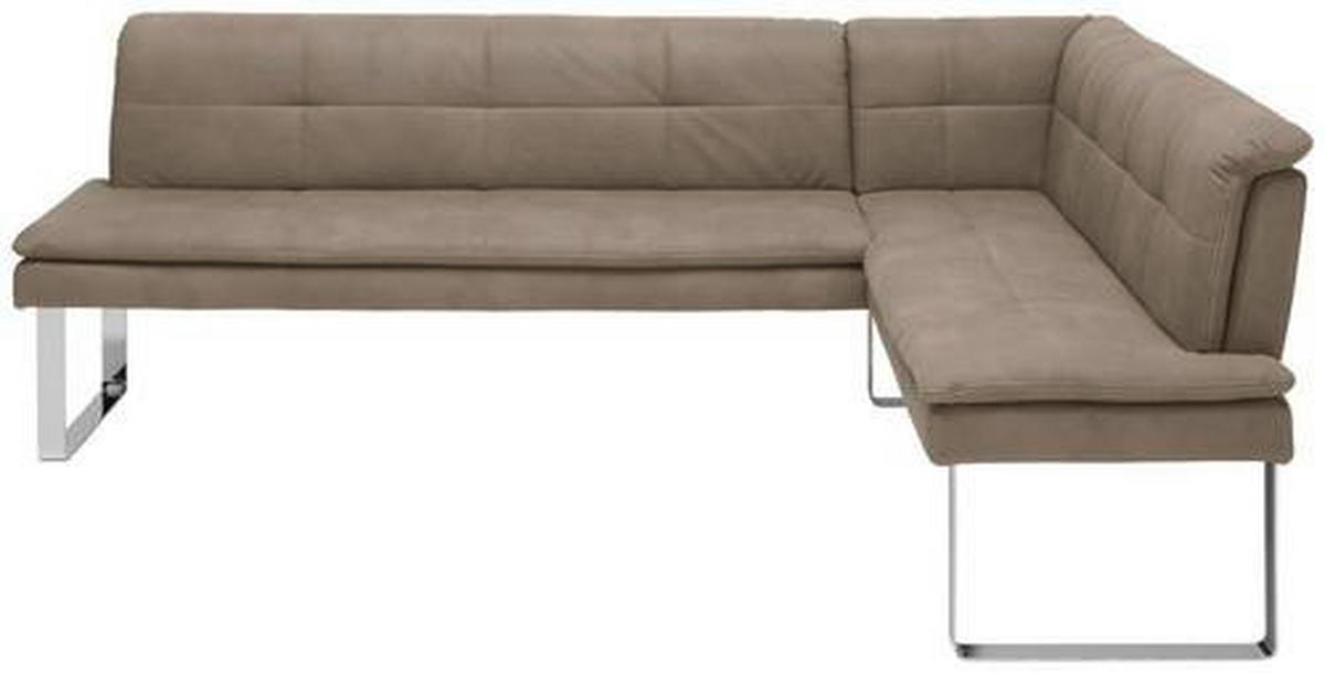 ECKBANK 253/174 cm Mikrofaser Taupe, Chromfarben Metall   - Taupe/Chromfarben, Design, Textil/Metall (253/174cm) - Novel