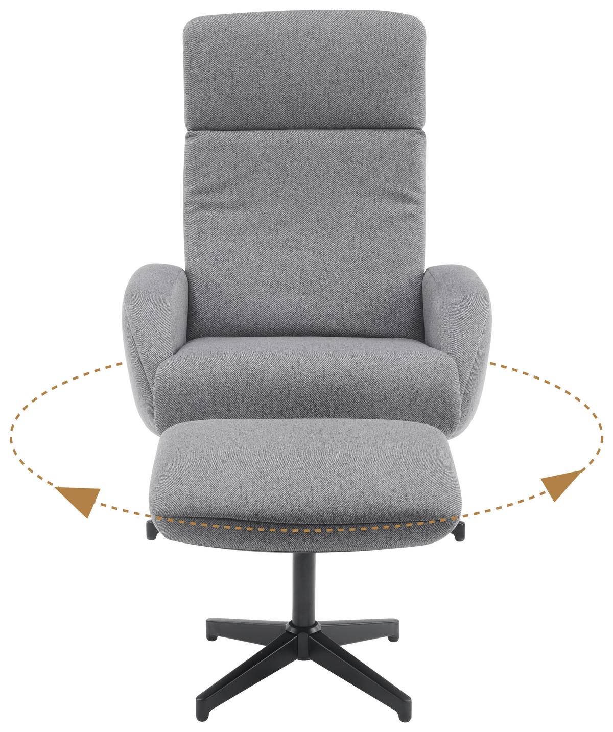RELAXSESSELSET in Textil Grau  - Schwarz/Grau, Design, Textil/Metall (77/107/75cm) - Livetastic