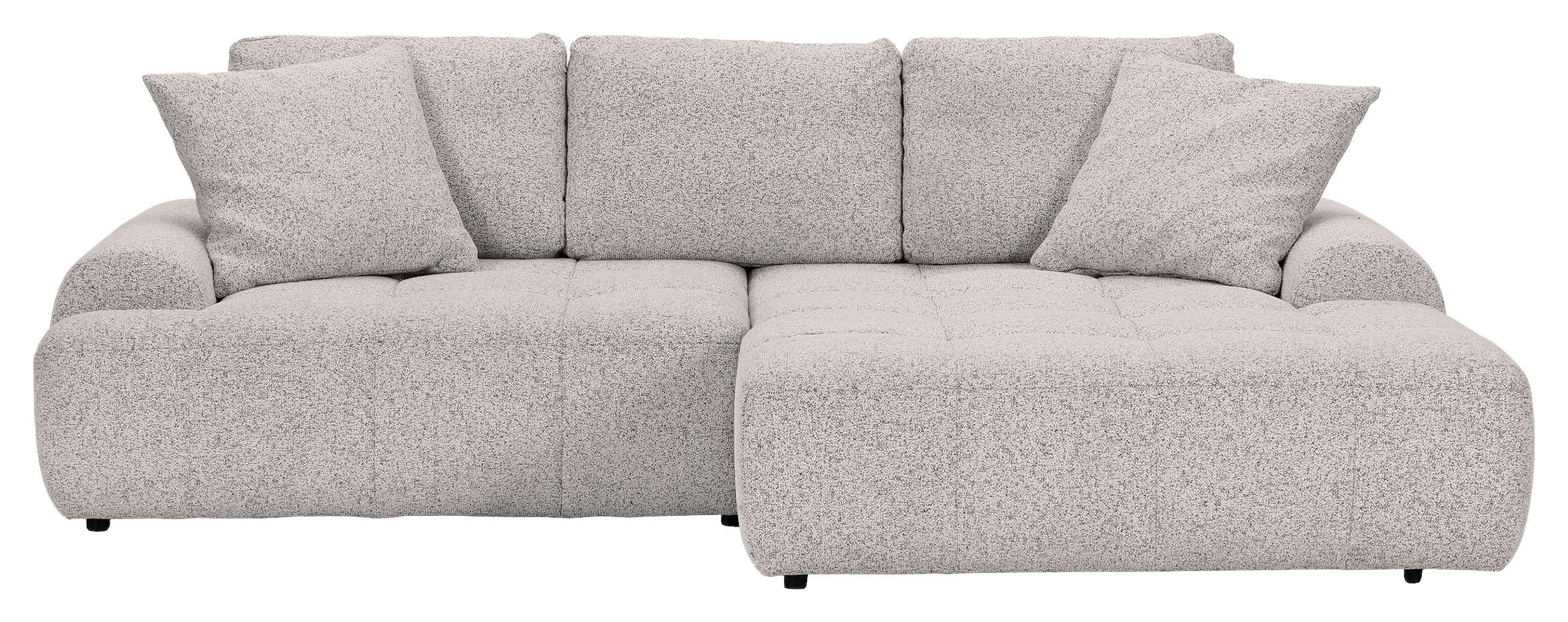 Ecksofa mit Funktion Grau Flachgewebe Zierkissen, Rückenkissen, Bettkasten, Schlaffunktion, Rücken echt, Liegefläche im Originalstoff  - Schwarz/Grau, KONVENTIONELL, Kunststoff/Textil (277/190cm) - Carryhome