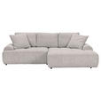 Ecksofa mit Funktion Grau Flachgewebe Zierkissen, Rückenkissen, Bettkasten, Schlaffunktion, Rücken echt, Liegefläche im Originalstoff  - Schwarz/Grau, KONVENTIONELL, Kunststoff/Textil (277/190cm) - Carryhome