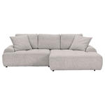 Ecksofa mit Funktion Grau Flachgewebe Zierkissen, Rückenkissen, Bettkasten, Schlaffunktion, Rücken echt, Liegefläche im Originalstoff  - Schwarz/Grau, KONVENTIONELL, Kunststoff/Textil (277/190cm) - Carryhome