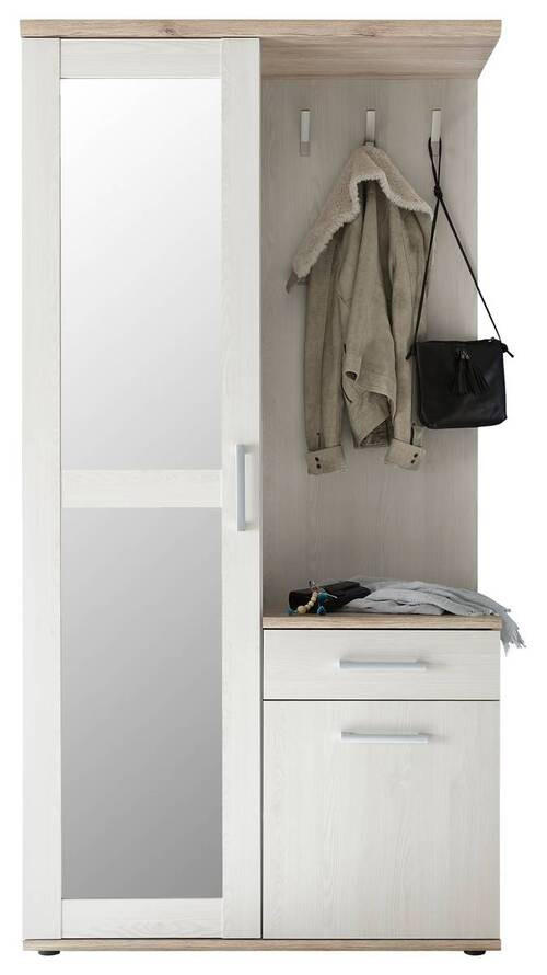 GARDEROBE  in 100/195/38 cm  - Eichefarben/Weiß, Design, Glas/Holzwerkstoff (100/195/38cm) - MID.YOU