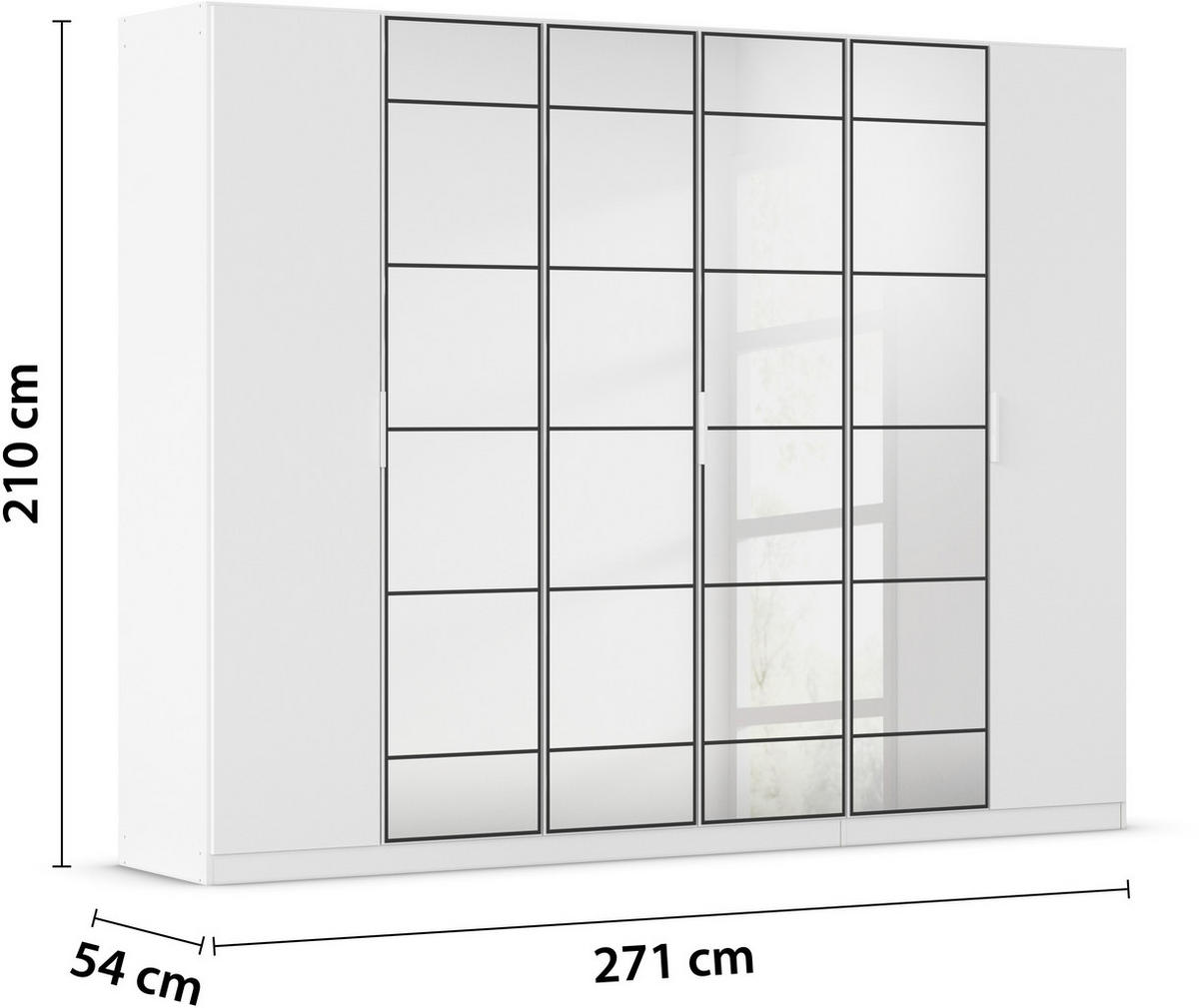 DREHTÜRENSCHRANK in Weiss, Schwarz  - Weiss/Schwarz, Design, Glas/Holzwerkstoff (271/210/54cm) - Boxxx