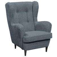 ÖRONLAPPSFÅTÖLJ i mikrovelour blå  - blå/svart, Basics, trä/textil (78/102/98cm) - MID.YOU