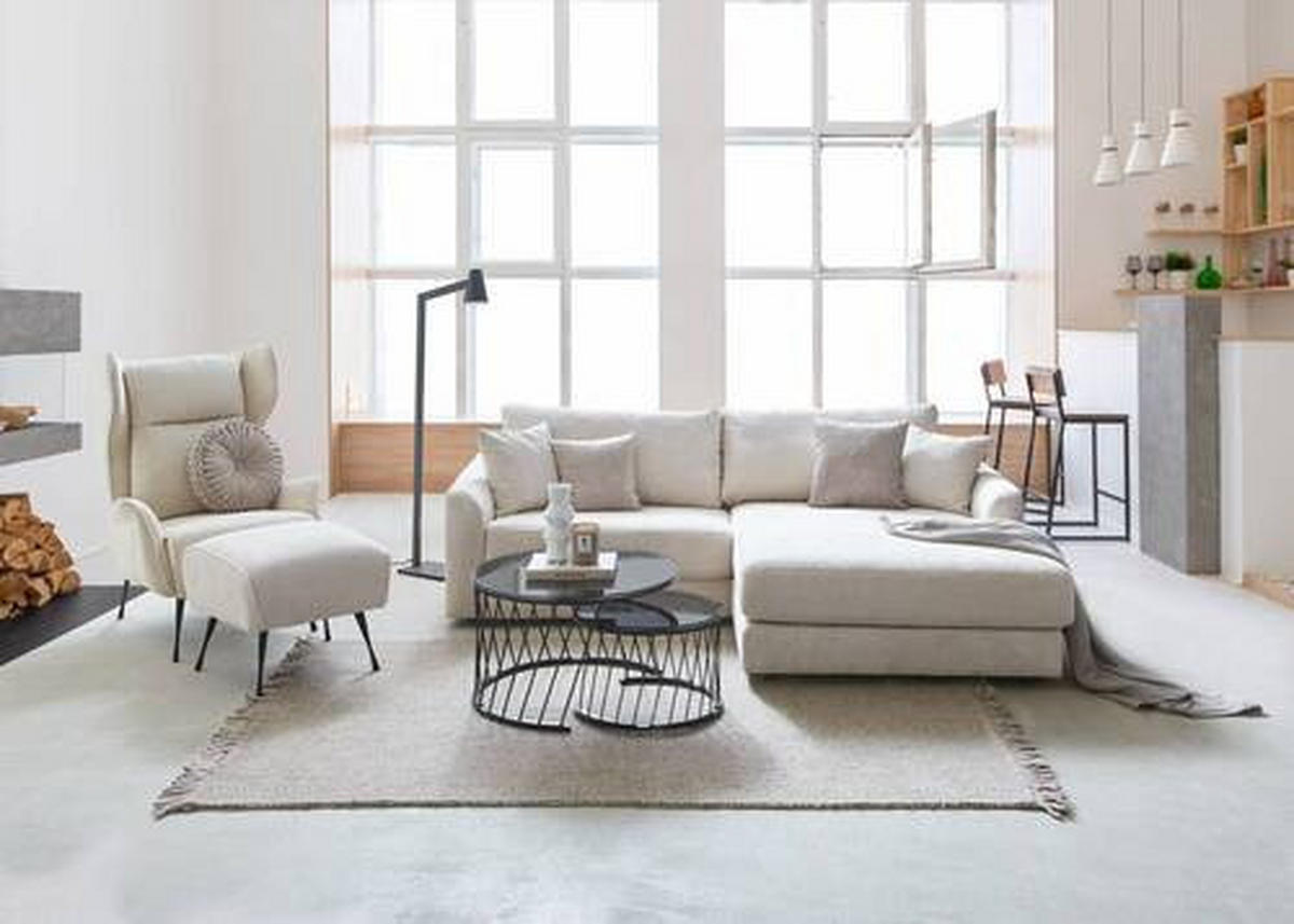 ECKSOFA Beige Cord  - Beige/Schwarz, Design, Kunststoff/Textil (240/175cm) - Landscape