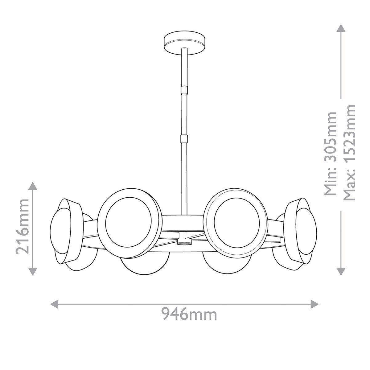 KRONLEUCHTER 94,6/21,6 cm   - Braun, KONVENTIONELL, Glas/Stein (94,6/21,6cm) - Elstead Lighting
