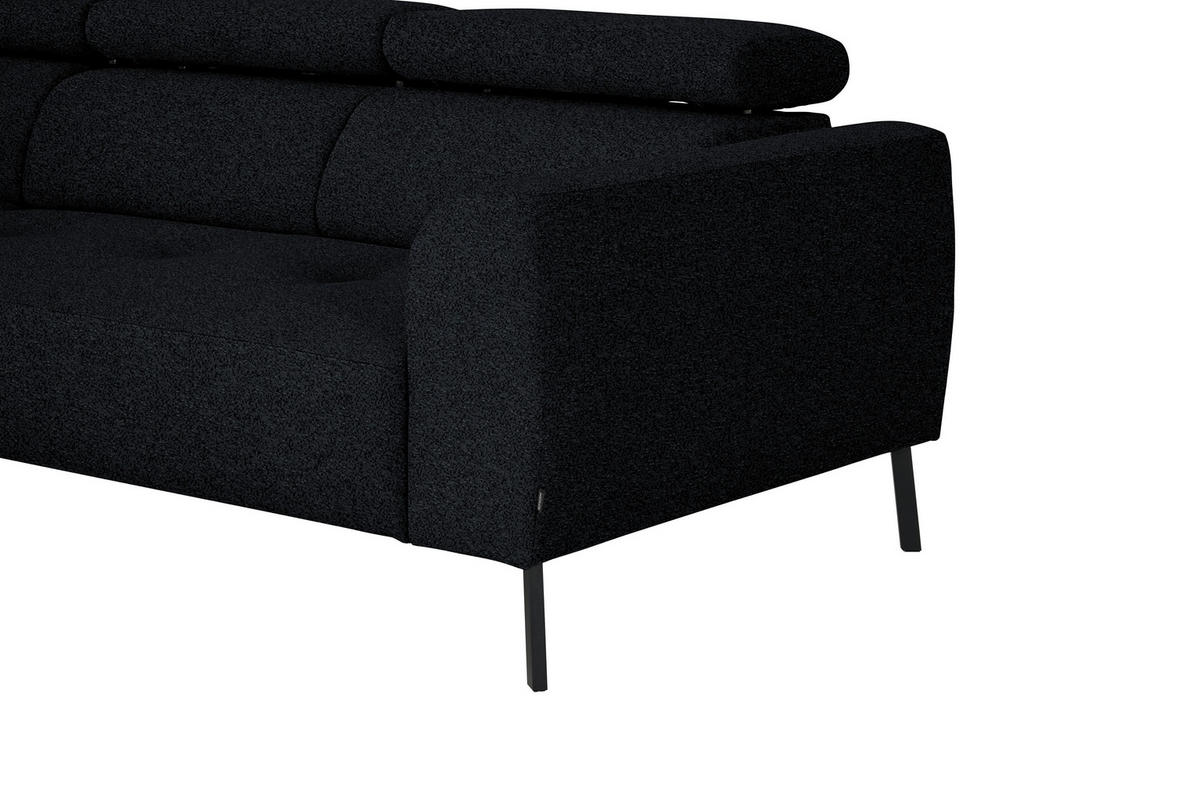 ECKSOFA in Chenille Anthrazit  205/280 cm  - Anthrazit/Schwarz, Design, Textil/Metall (205/280cm) - Xora