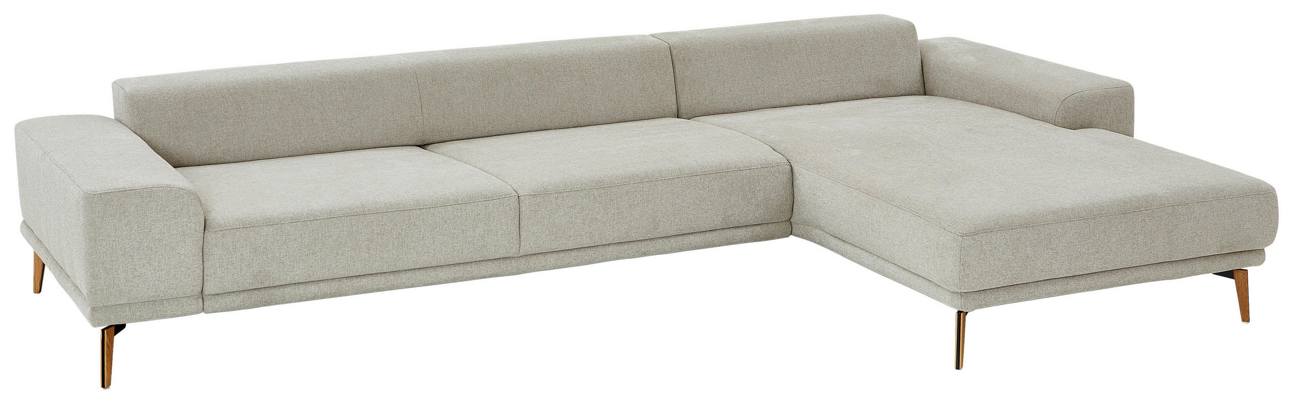 HÖRNSOFFA i flatväv ecru  - skogsek/ecru, Design, metall/trä (334/193cm) - Beldomo Comfort