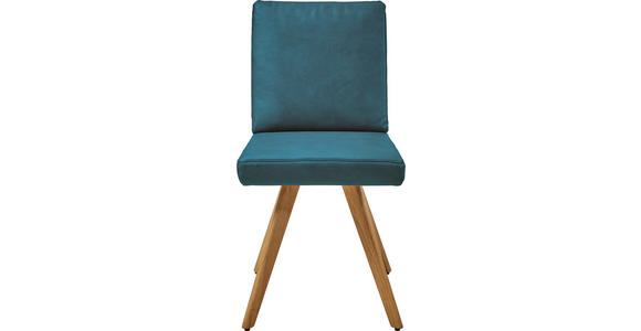 STUHL in Mikrofaser Holz, Textil - Eichefarben/Petrol, Design, Holz/Textil (46/94/58cm) - Dieter Knoll