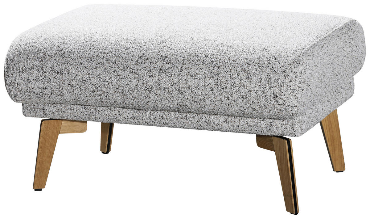 HOCKER Flachgewebe Creme, Hellgrau  - Eichefarben/Creme, Design, Holz/Textil (82/45/61cm) - Valnatura