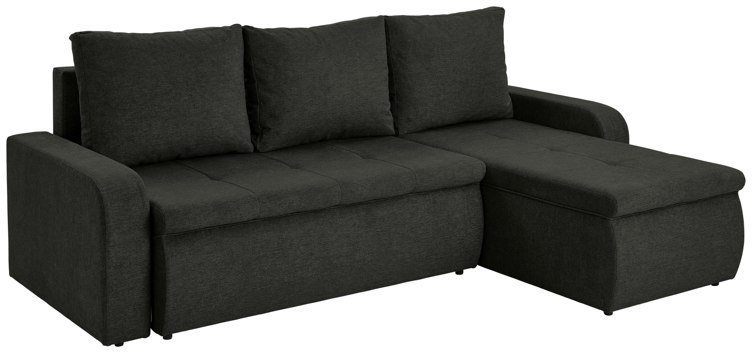 ECKSOFA in Webstoff Schwarz  - Schwarz, KONVENTIONELL, Kunststoff/Textil (235/158cm) - P & B