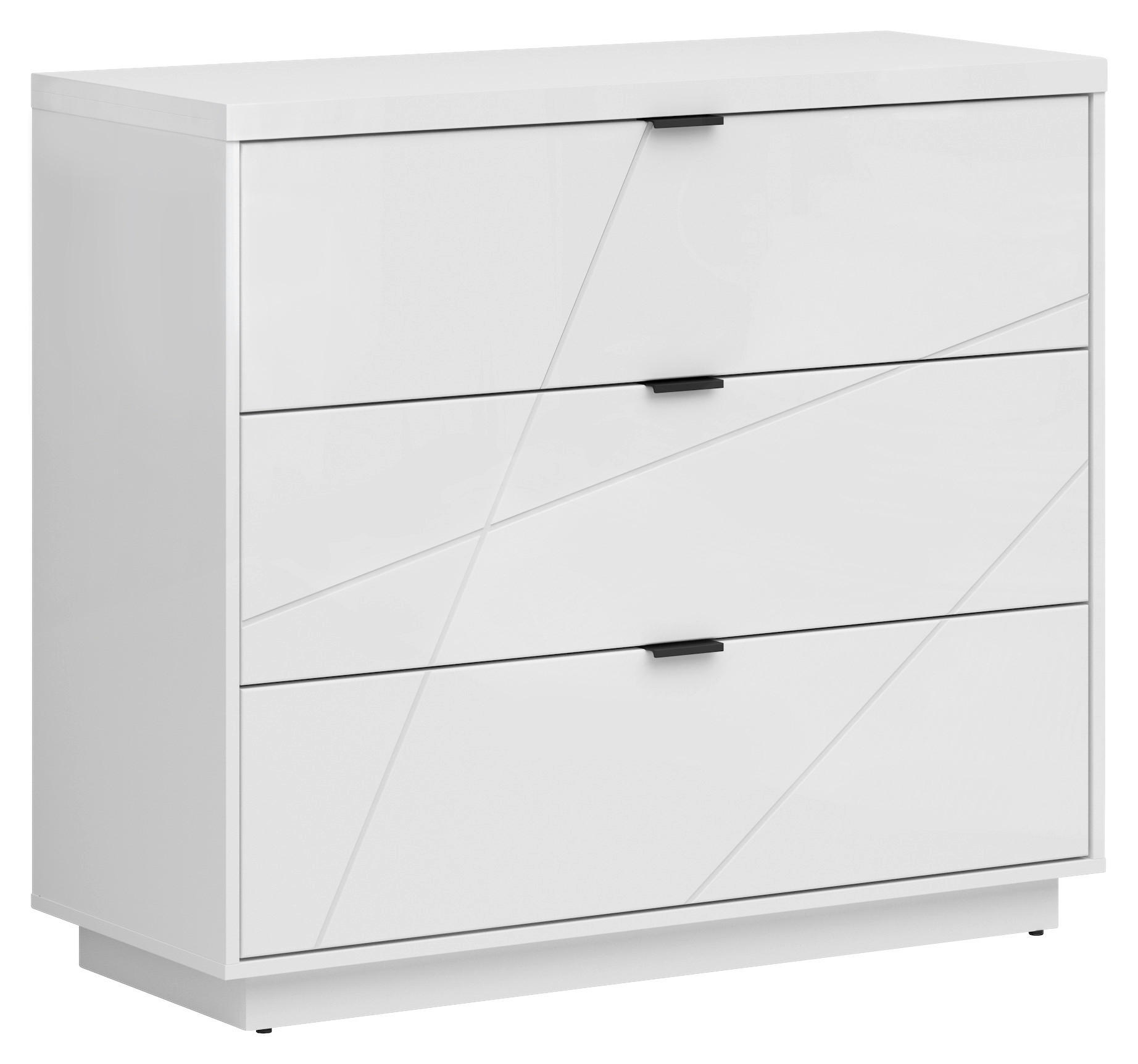 KOMMODE  in 106/93/42,5 cm  - Weiß Hochglanz/Schwarz, MODERN, Holzwerkstoff/Kunststoff (106/93/42,5cm) - MID.YOU