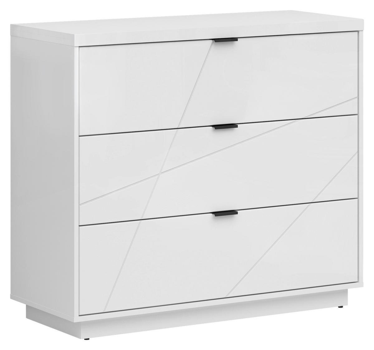 Comodă 106/93/42,5 cm  - alb/alb lucios intens, Modern, plastic/metal (106/93/42,5cm) - MID.YOU