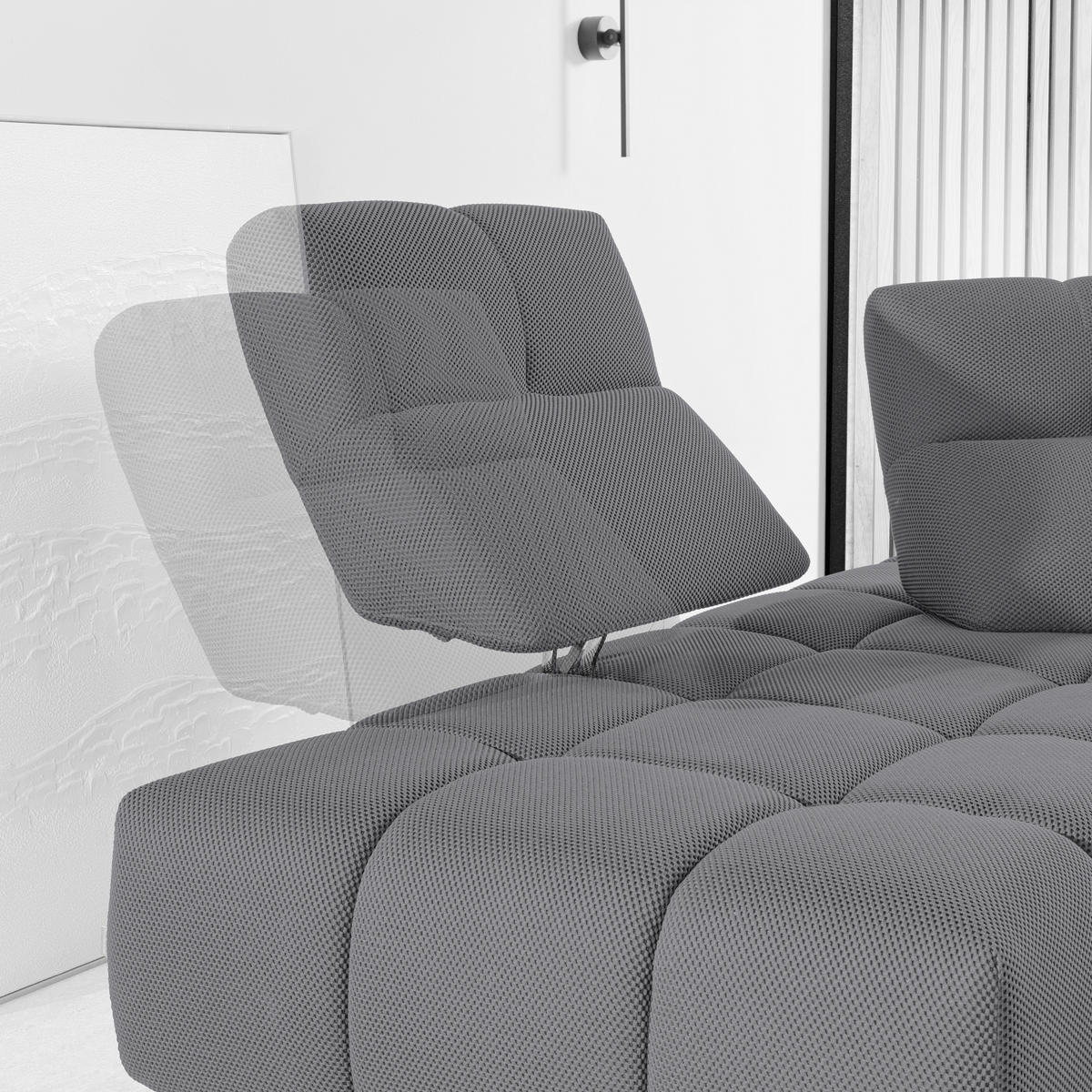 ECKSOFA in Struktur Grau  - Schwarz/Grau, Design, Kunststoff/Textil (233/313cm) - Emilio Belluti