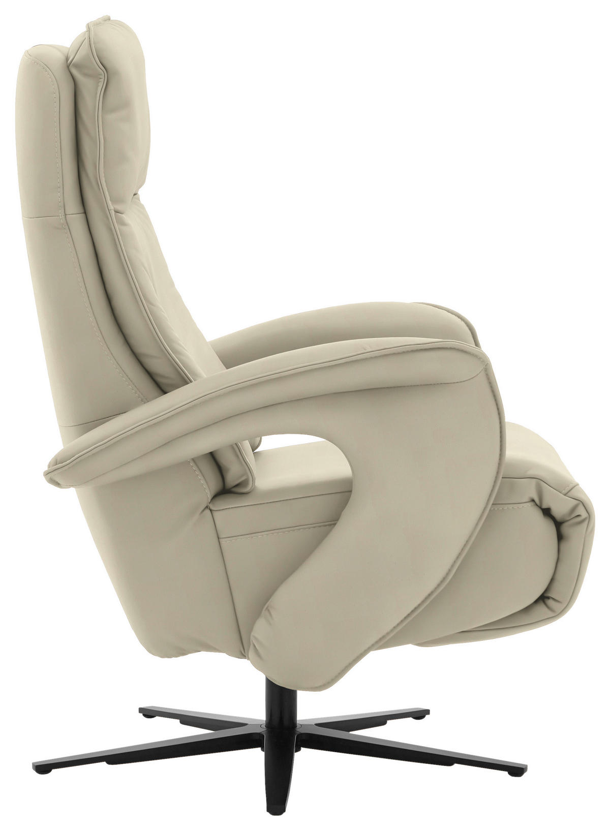 RELAXSESSEL in Leder Creme, Naturfarben  - Creme/Schwarz, Design, Leder/Metall (77/110/87cm) - Valdera
