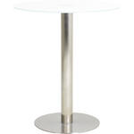 BARTISCH rund Weiß, Edelstahlfarben  - Edelstahlfarben/Weiß, Design, Glas/Metall (90/90/105cm) - Dieter Knoll