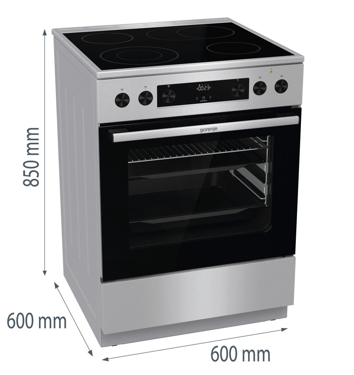 HERD GECS6C70XPA  - Edelstahlfarben/Schwarz, Trend, Glas/Metall (60/85/60cm) - Gorenje