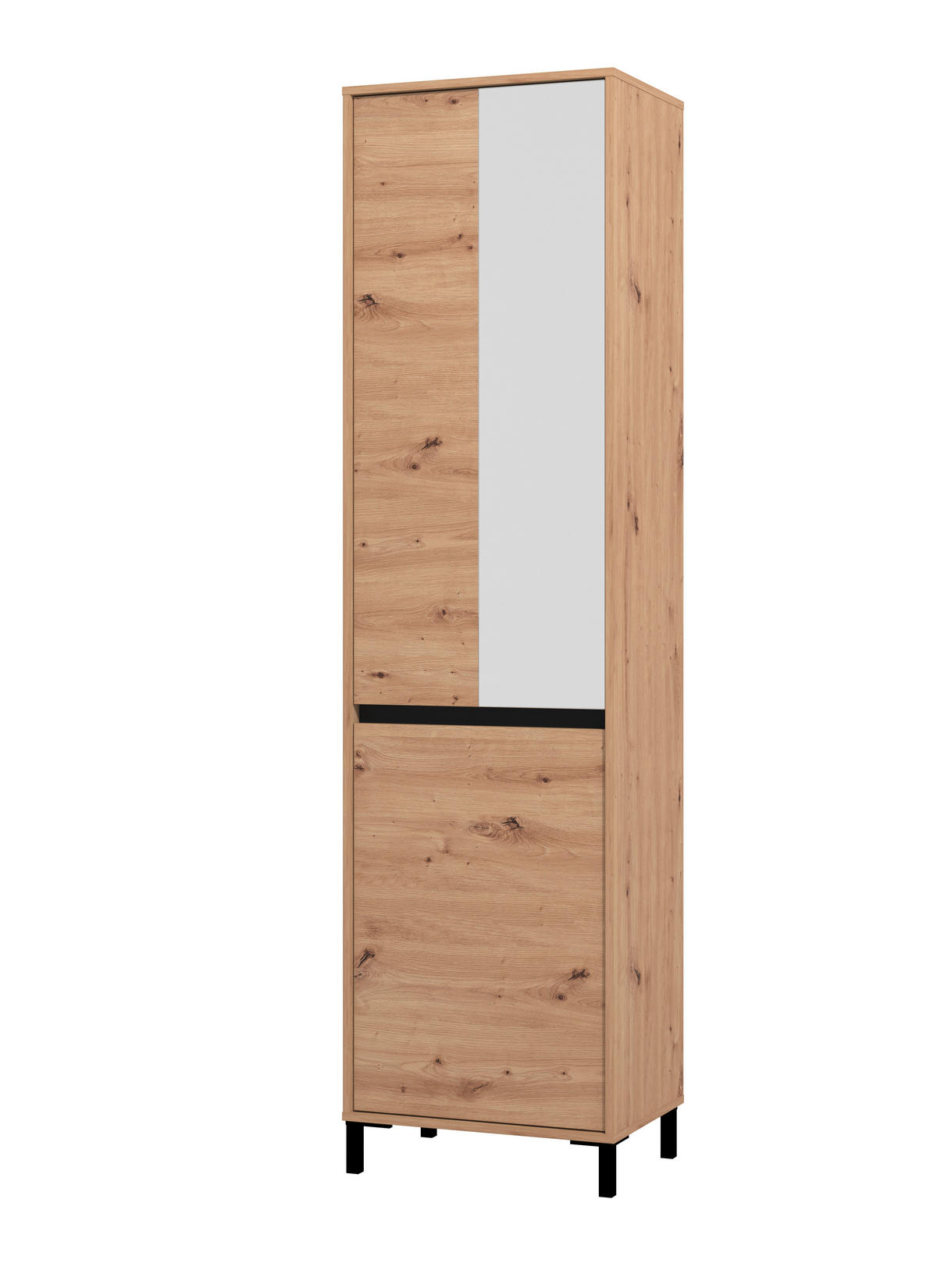 Előszobaszekrény 54,5/40/205,5 cm  - fekete/Artisan tölgy, Modern, faalapú anyag (54,5/40/205,5cm) - Xora