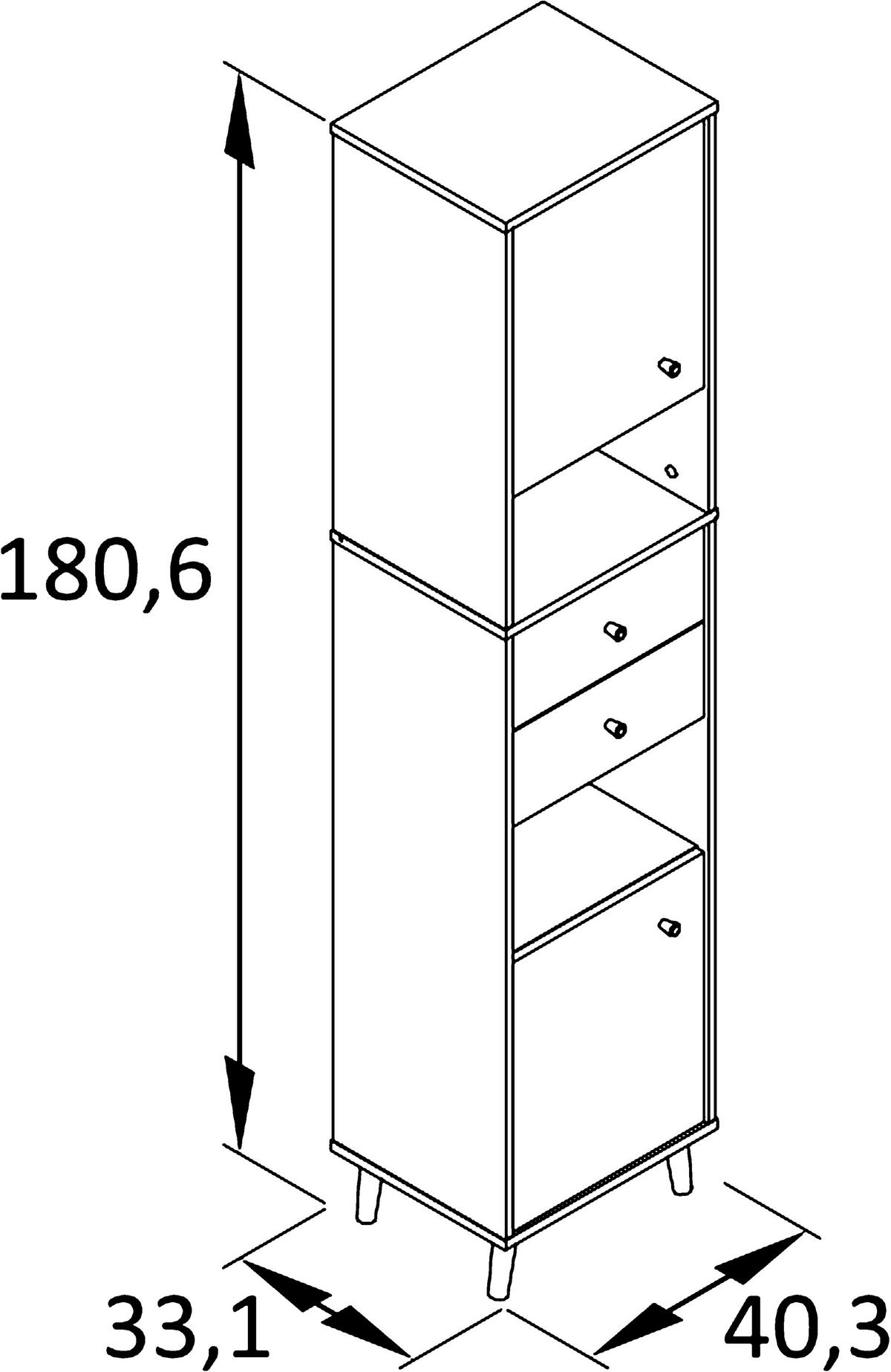 HOCHSCHRANK 40,3/180,6/33,1 cm  - Eichefarben/Eschefarben, MODERN, Holz/Holzwerkstoff (40,3/180,6/33,1cm) - Stylife