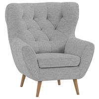 OHRENSESSEL in Webstoff Grau  - Eichefarben/Grau, Design, Holz/Textil (87/101/95cm) - Stylife