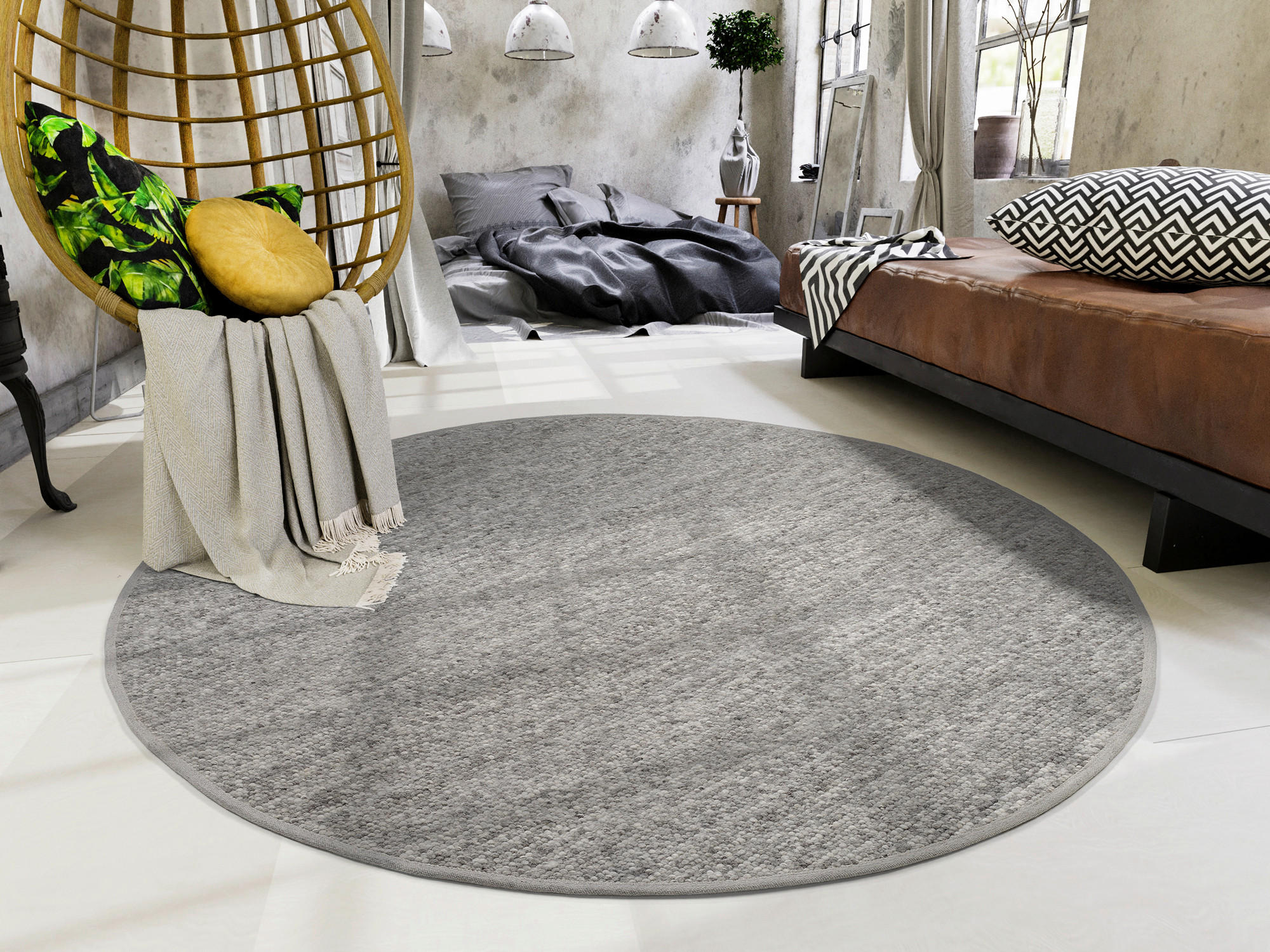 HANDWEBTEPPICH 200/200 cm Helsinki Graubraun  - Graubraun, Basics, Textil (200/200cm) - Linea Natura