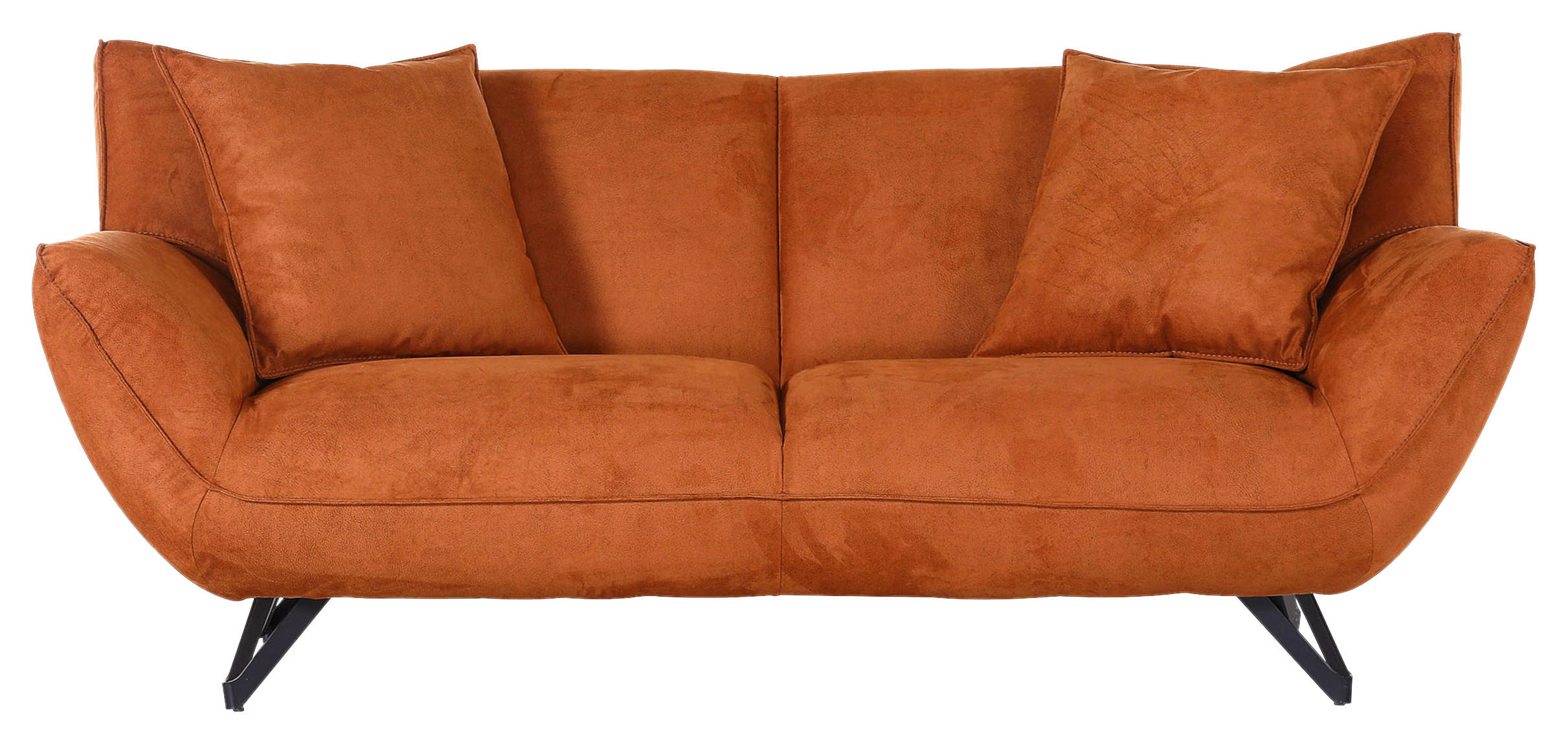 3-SITZER-SOFA TABALUGA Mikrofaser Cognac  - Cognac/Schwarz, Design, Textil/Metall (203/90/95cm) - Carryhome