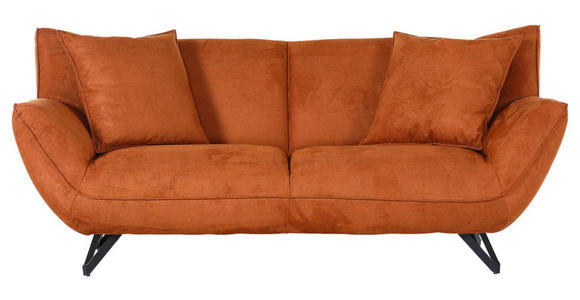 3-SITZER-SOFA TABALUGA Mikrofaser Cognac - Cognac/Schwarz, Design, Textil/Metall (203/90/95cm) - Carryhome