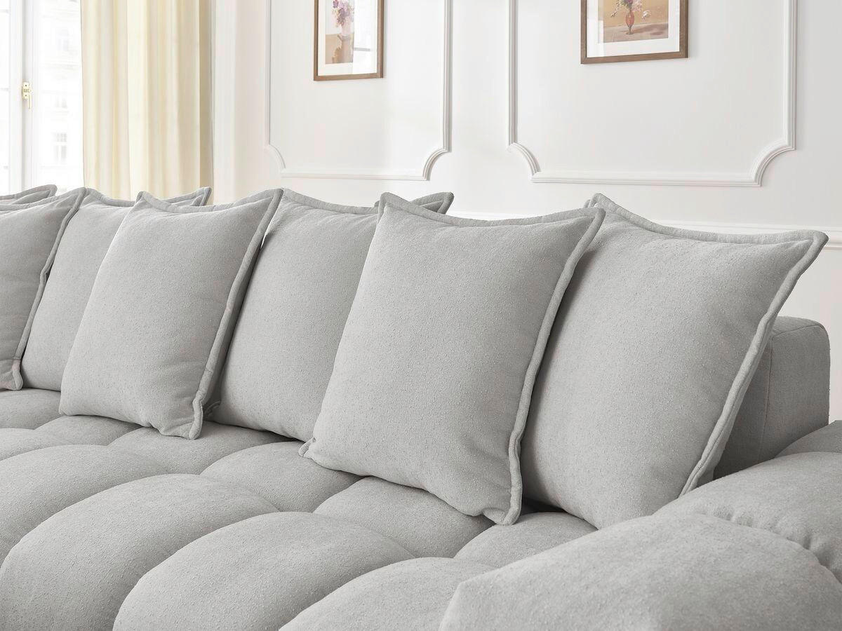 ECKSOFA Ottomane links  EVEREST Hellgrau Struktur  - Hellgrau/Schwarz, MODERN, Kunststoff/Textil (210/352cm)