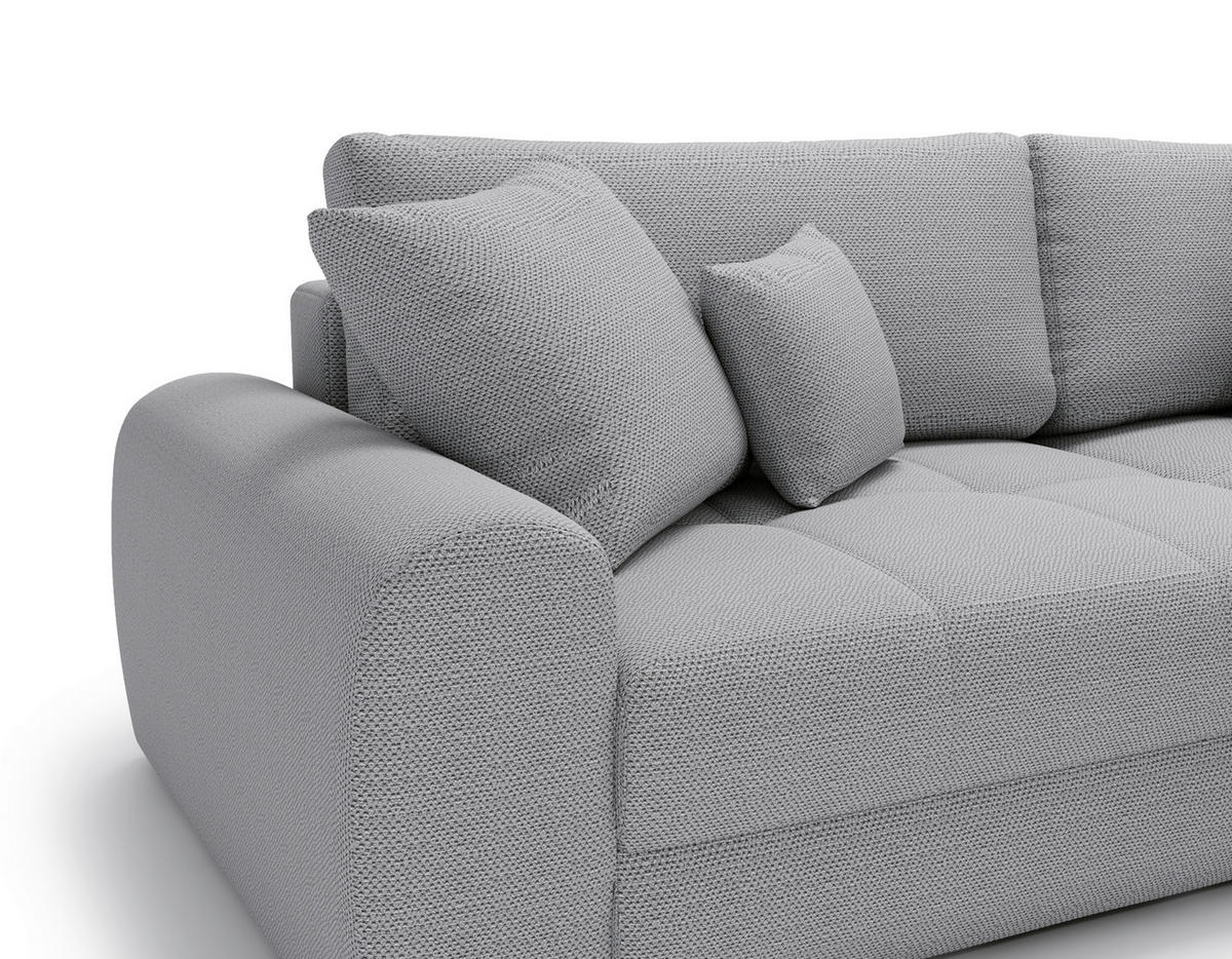 ECKSOFA LORSON Hellblau Struktur  - Schwarz/Hellblau, Design, Kunststoff/Textil (290/208cm) - Livetastic