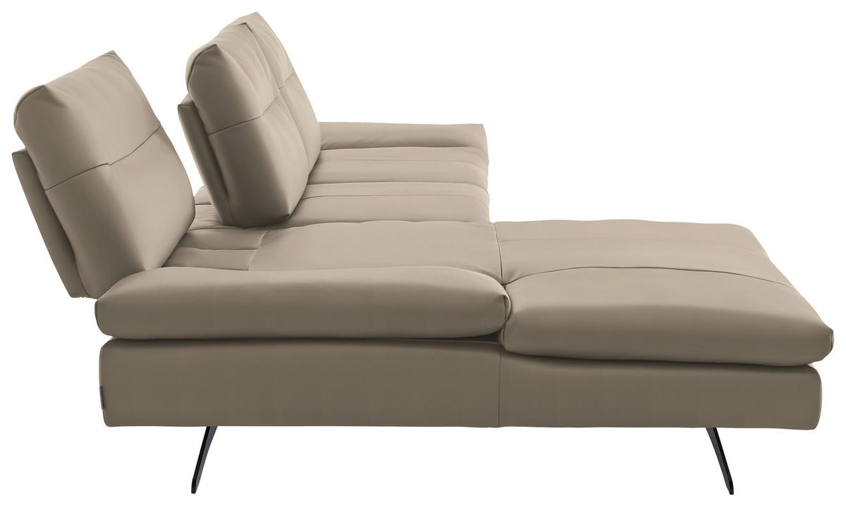 ECKSOFA in Echtleder Greige  - Greige/Schwarz, Modern, Leder/Metall (158/342cm) - Chilliano