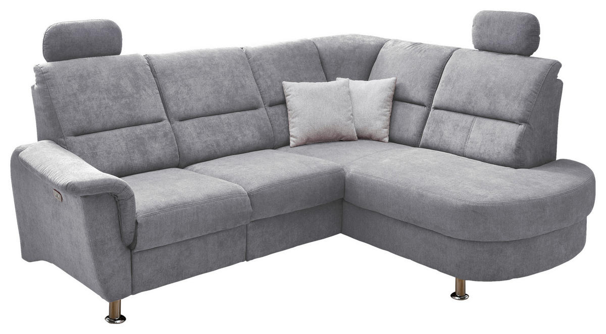 ECKSOFA in Mikrofaser Grau  - Chromfarben/Grau, Konventionell, Textil/Metall (231/184cm) - Livetastic