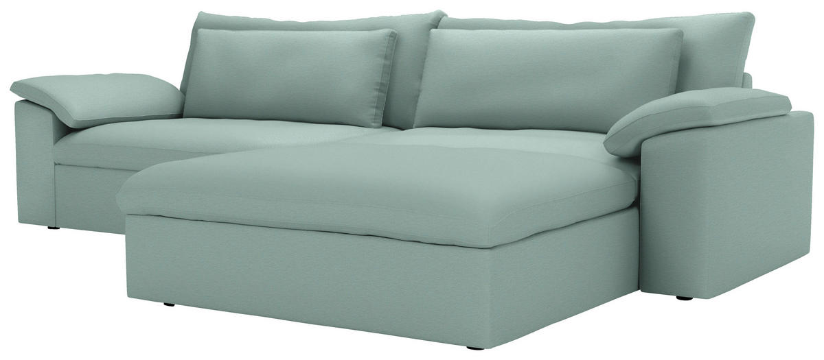 ECKSOFA  Chenille Mintgrün  - Schwarz/Mintgrün, Modern, Kunststoff/Textil (306/198cm) - Carryhome
